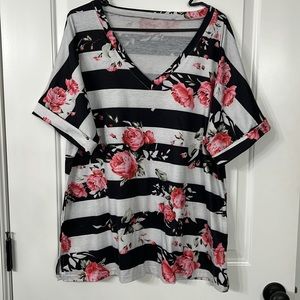 Floral & striped top